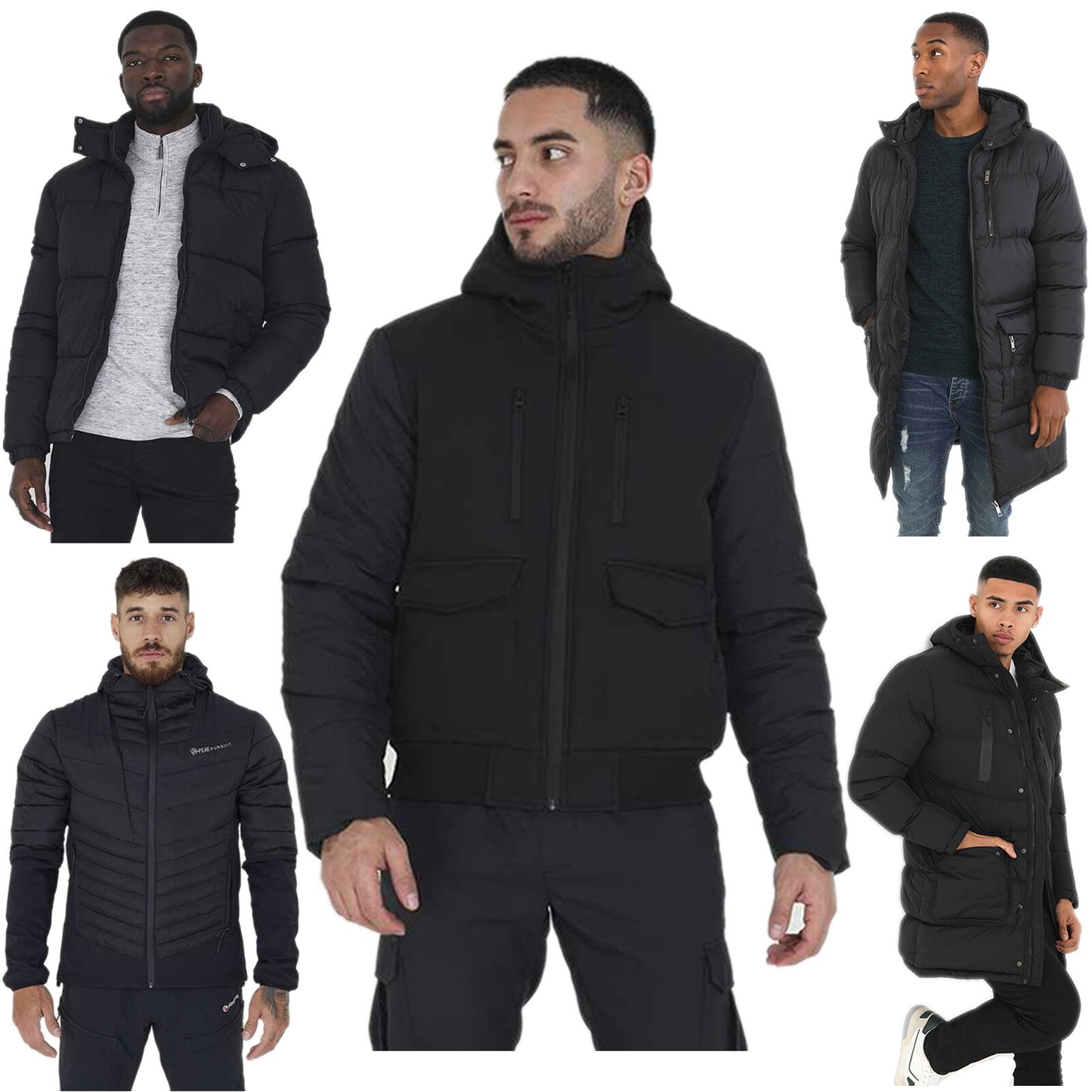 BRAVE SOUL MEN PUFFER JACKETS SOFT SHELL PUFFA HOODED WINTER QUILTED PADDED COAT