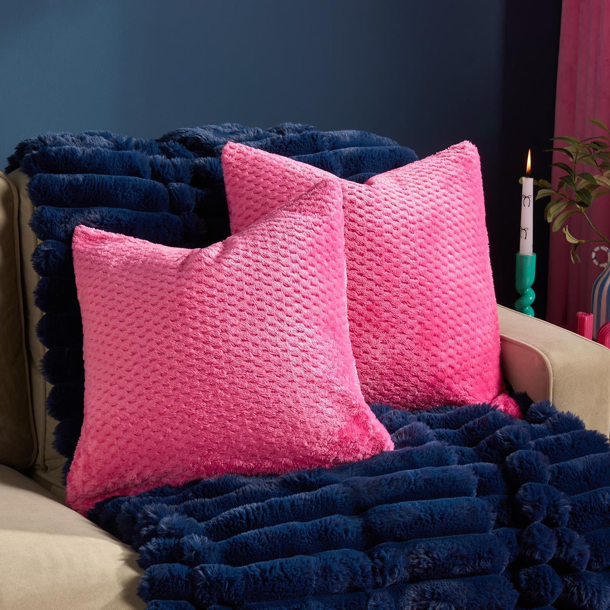OHS Waffle Fleece Cushion Covers 2/4 Pack Soft Filler Decor