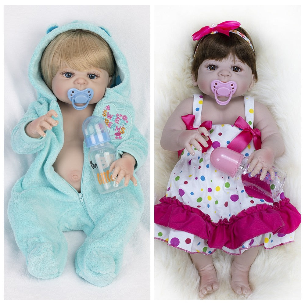 22'' Realistic Twins Reborn Baby Dolls Full Body Vinyl Silicone Boy Girl Gift UK
