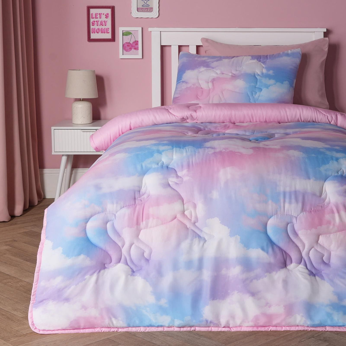 OHS Unicorn 7.5 Tog Coverless Duvet with Pillowcase Tie Dye Winter Bedding Set