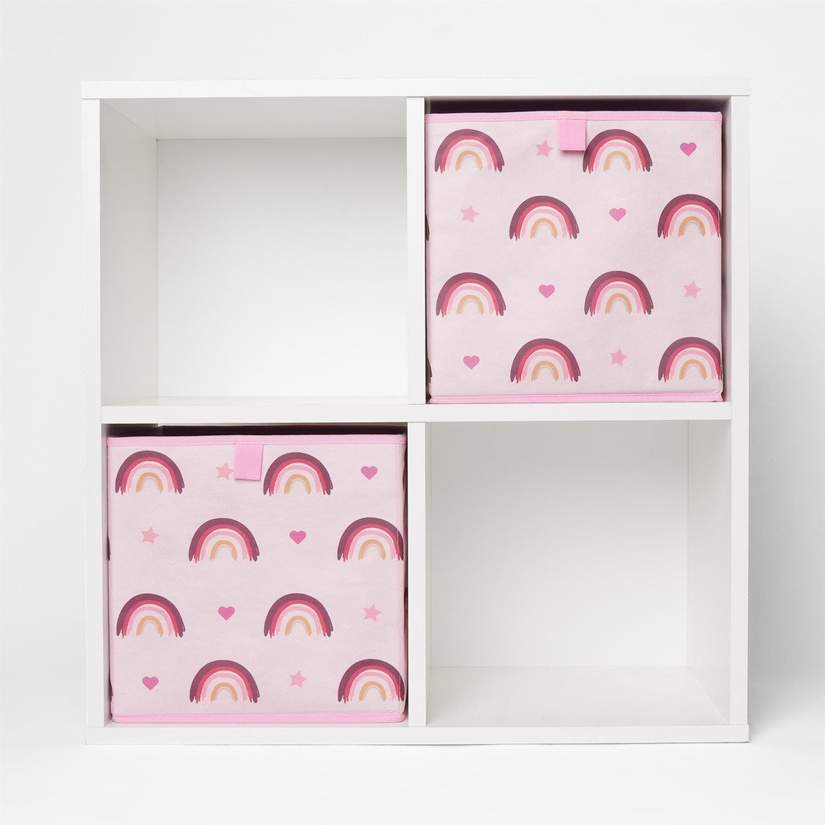 OHS Multi Pack Rainbow Print Folding Set Square Easy Space Storage Boxes Cube