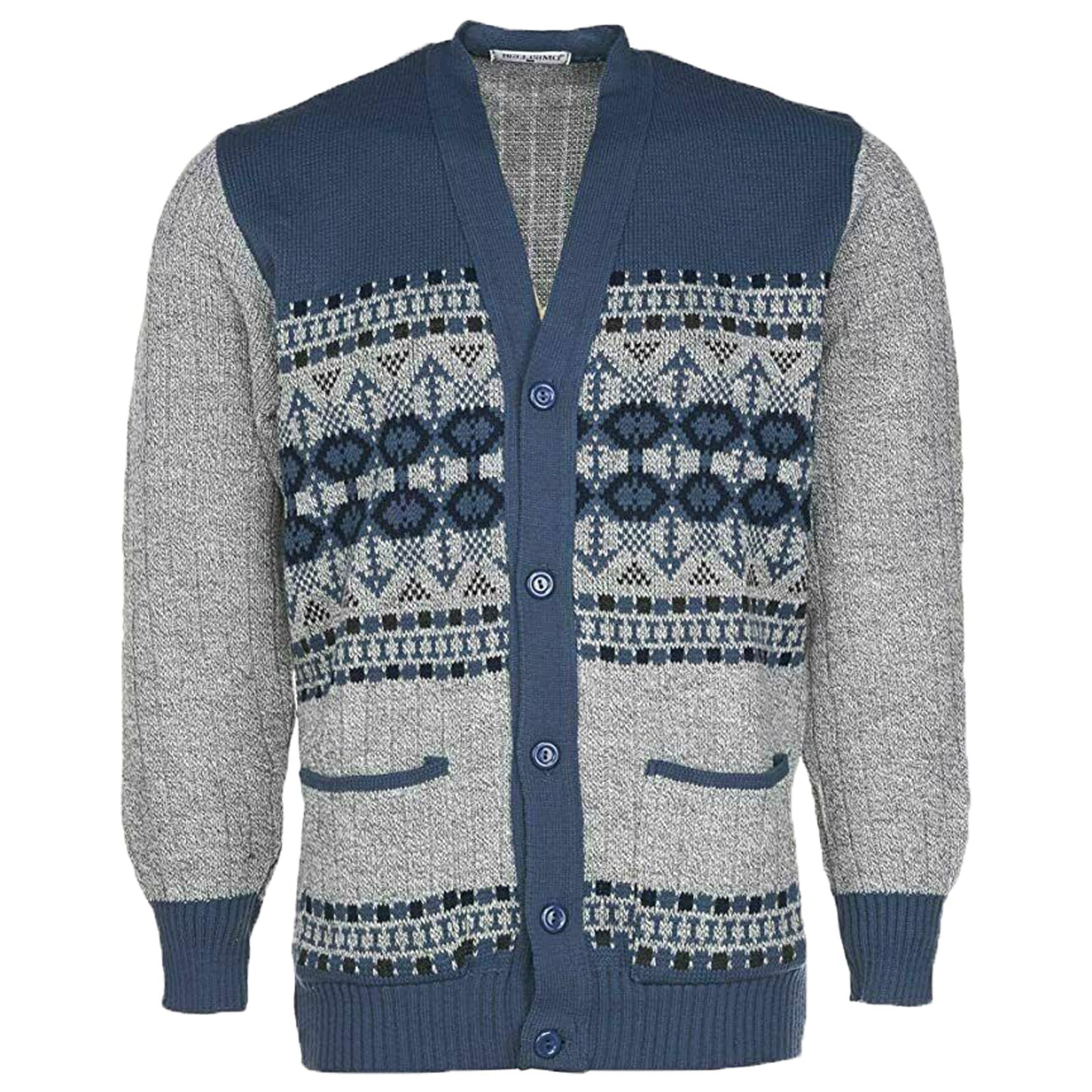 MENS AZTEC PATTERN CARDIGAN ZIP POCKET THICK WINTER WARM SWEATER KNITTED JUMPER
