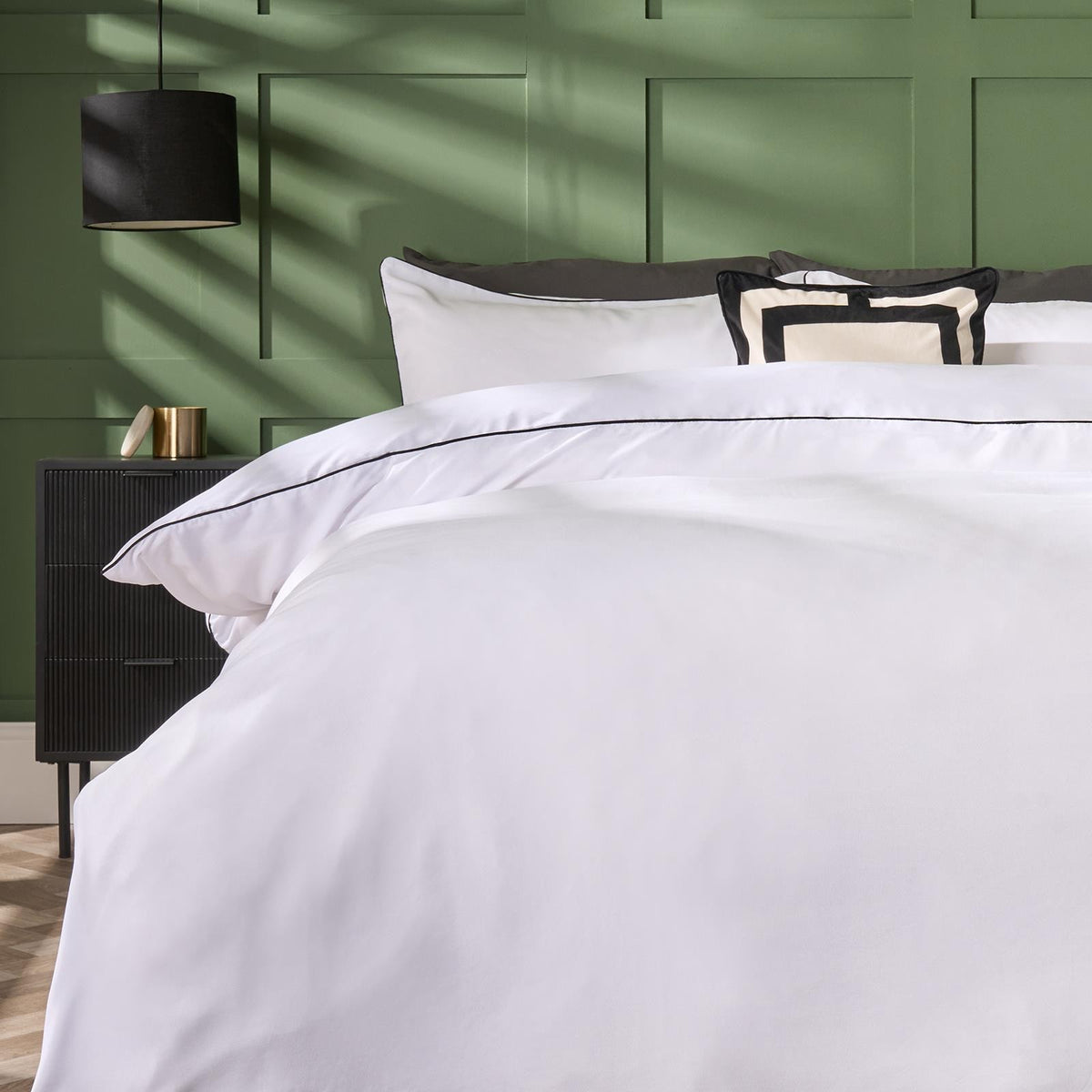 OHS Piped Edge Duvet Cover Set Soft Quilt Pillowcase Bedding Double King Size