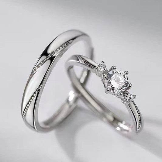 925 Sterling Silver Crystal Stone Adjustable Ring Women Girls Jewellery Gift UK