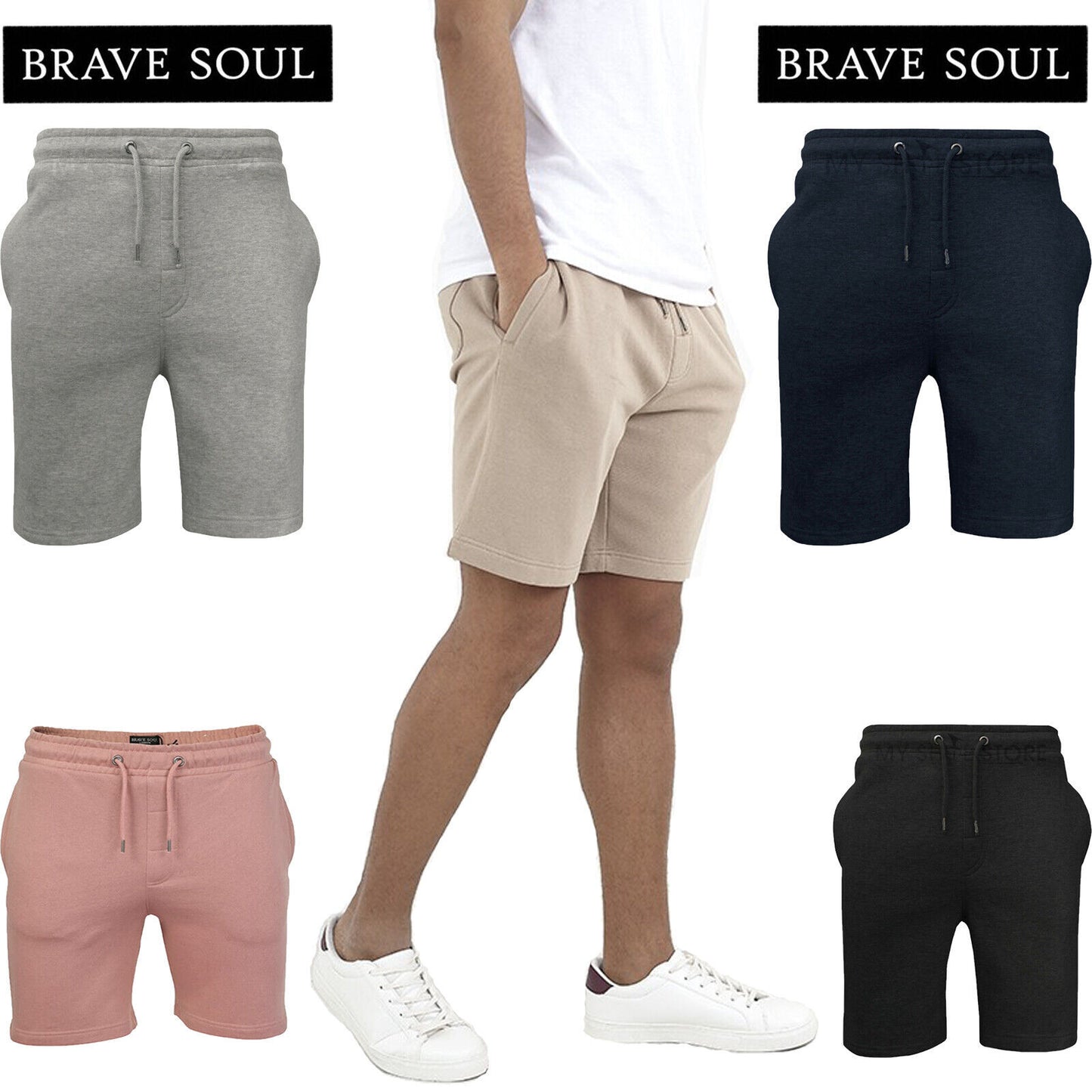 BRAVE SOUL MENS JOGGING SHORTS SWEAT BAGGY JOGGERS RUNNING JERSEY FLEECE BOTTOMS