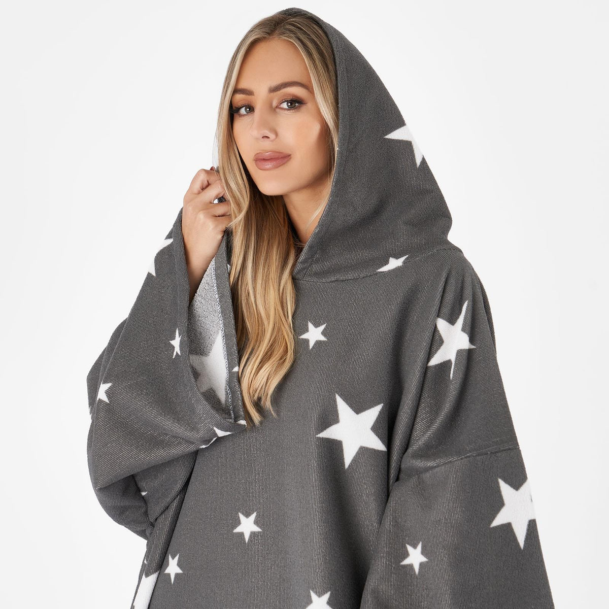OHS Star Hooded Poncho Towel Swimming Adult Dry Changing Robe Beach Bath