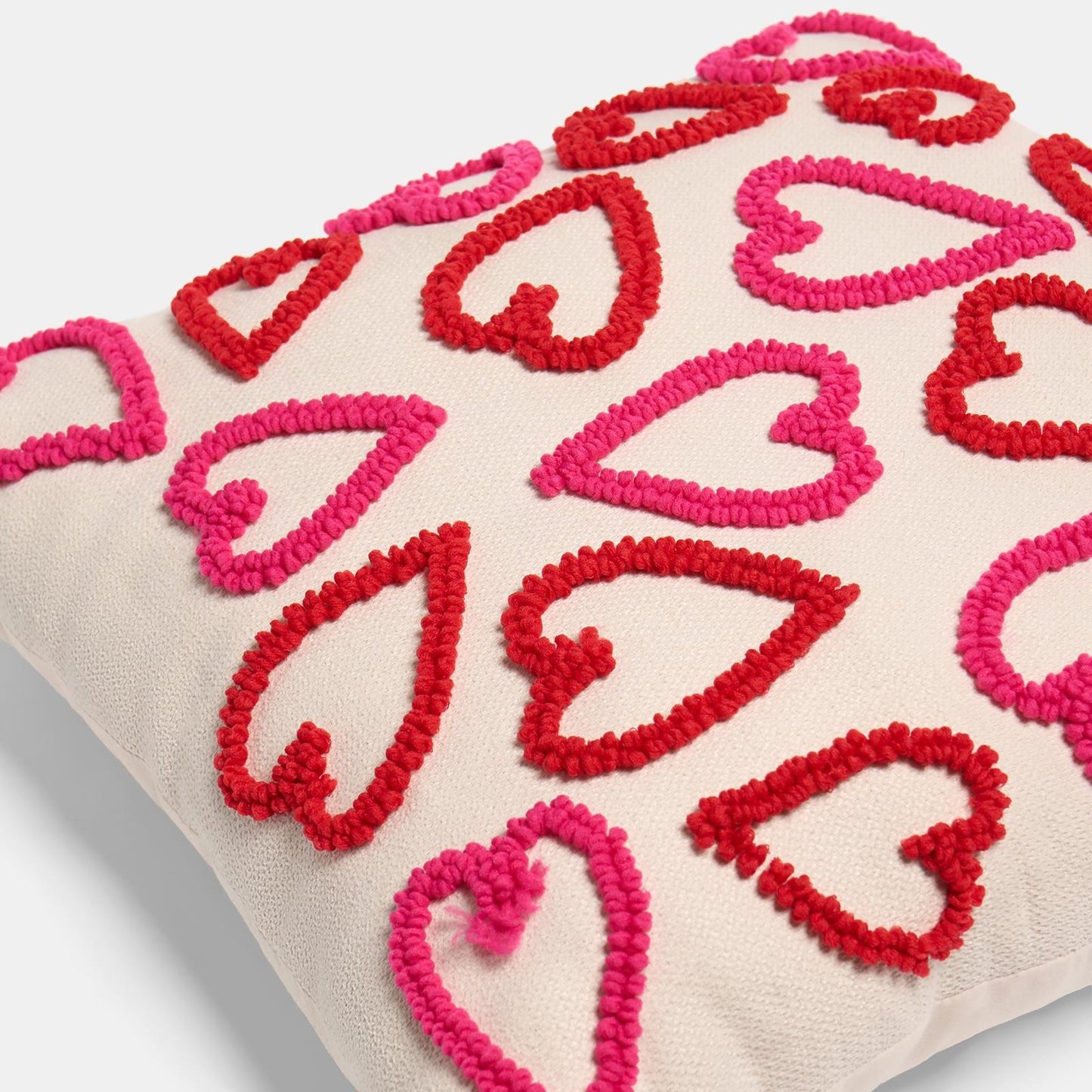 OHS Tufted Hearts Cushion Faux Linen Decor Filled Pillow Back Support
