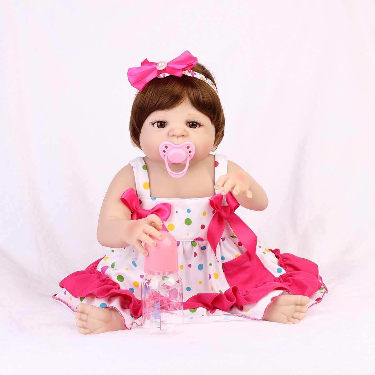 22" Waterproof Reborn Dolls Girl Lifelike Full Body Vinyl Silicone Newborn Doll