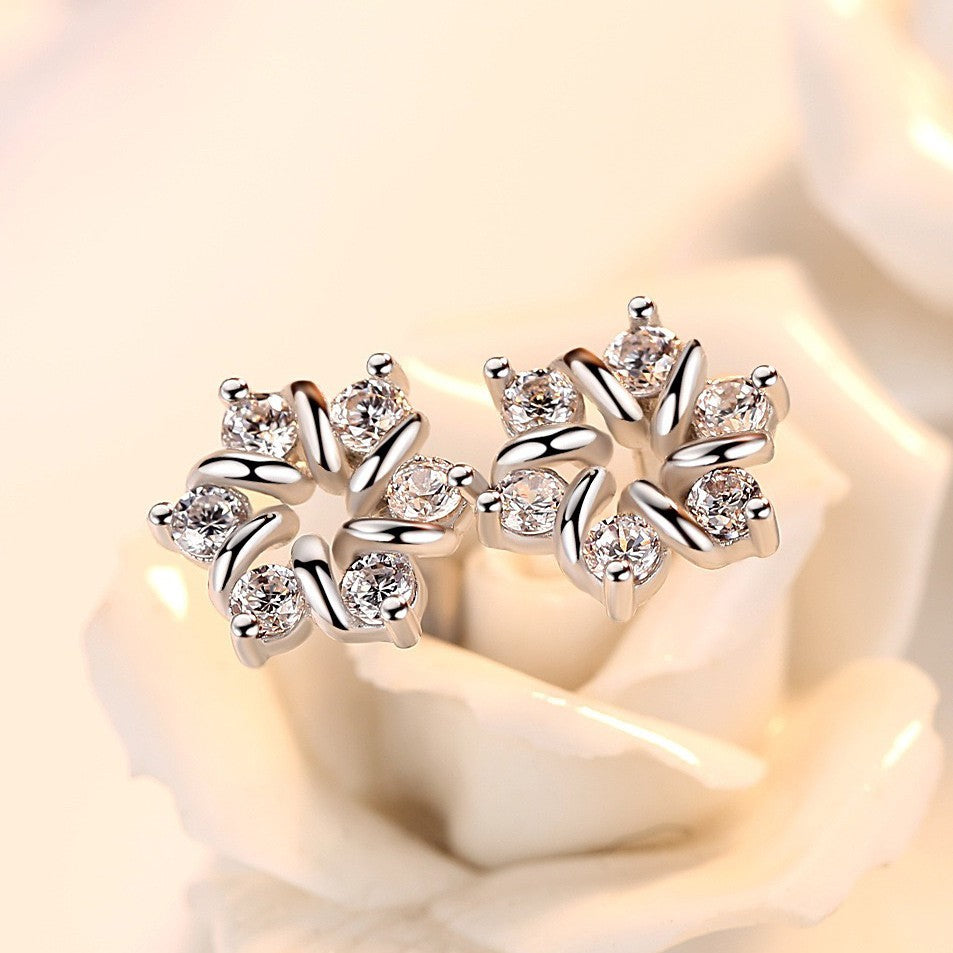925 Sterling Silver Crystal Swirl Stud Earrings Jewellery Women Girls Gift UK