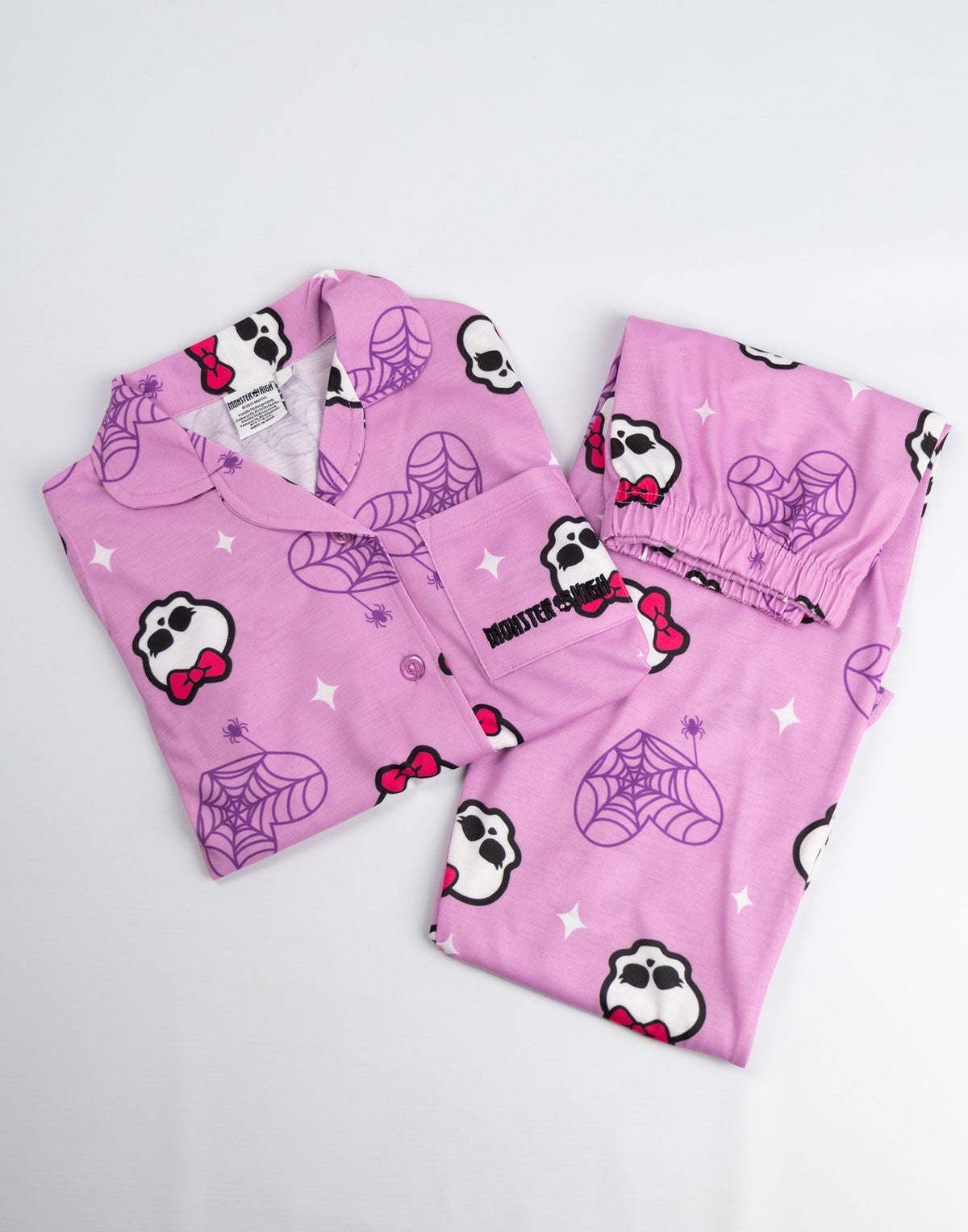 Monster High Long Sleeve Long Leg Pyjama Set | Girls Pink | Official Merch