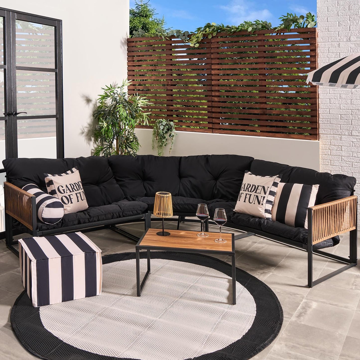 OHS Santorini Corner Sofa Table Set 5 Seater Garden Outdoor Patio Couch