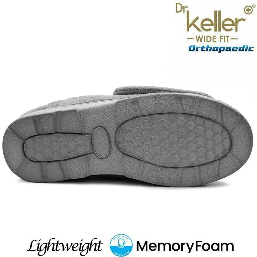 Dr Keller Ladies Wide Fit Memory Foam Slipper Washable Diabetic Orthopaedic Shoe