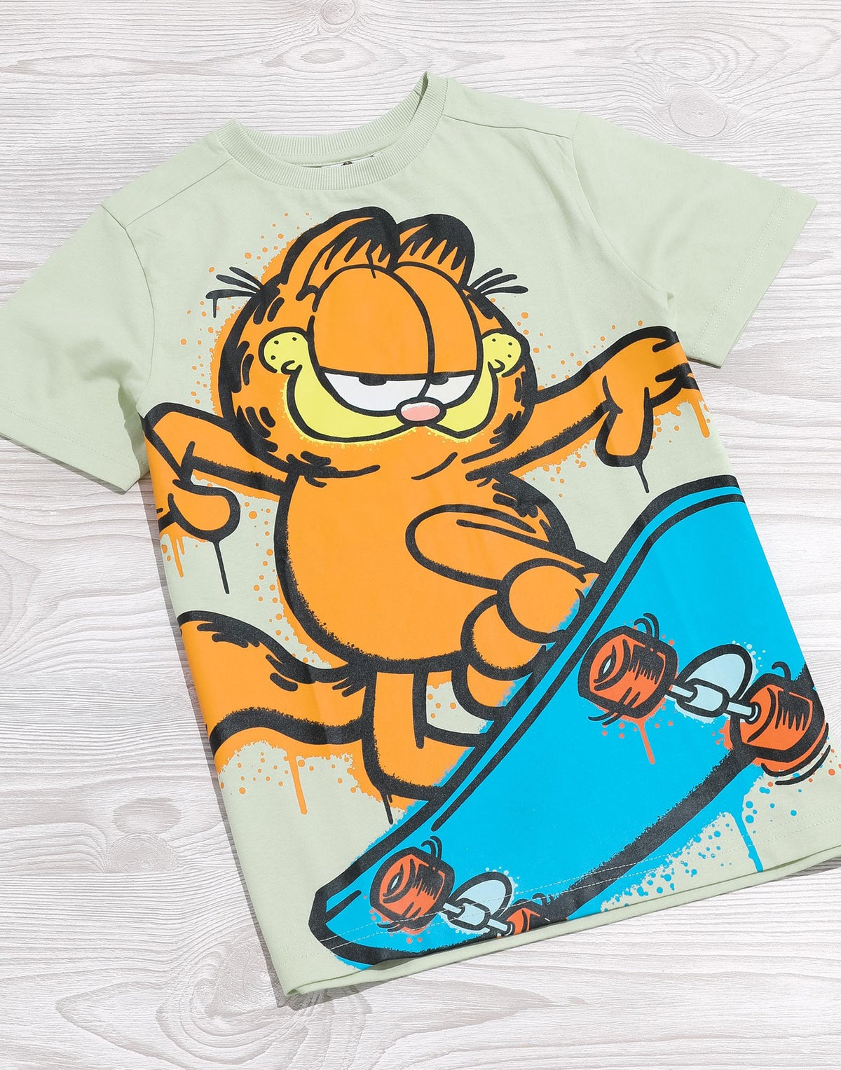 Garfield Short Sleeved T-Shirt | Boys Green | Official Merch
