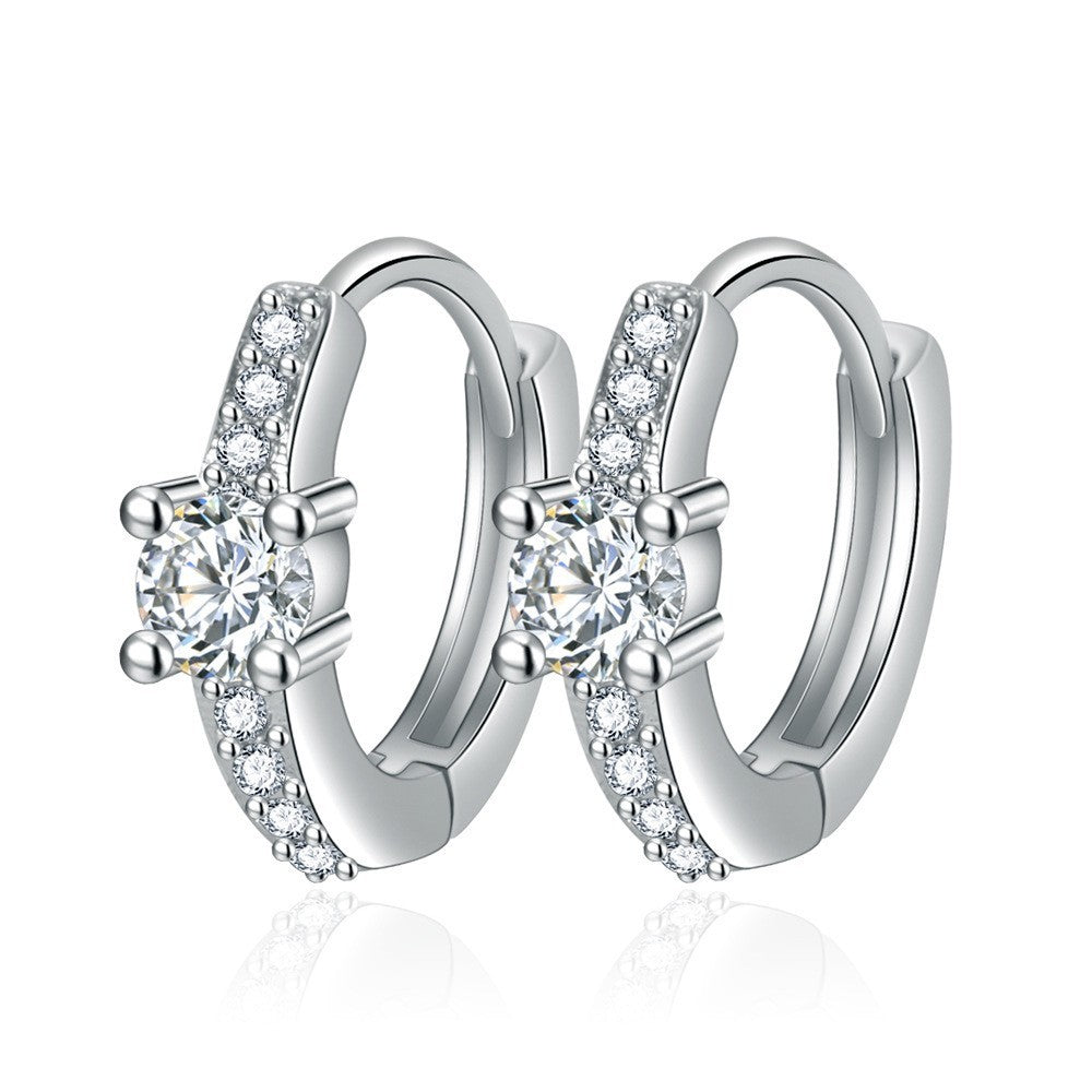 925 Sterling Silver Crystal Cubic Zirconia Hoop Earrings Women Girls Jewellery