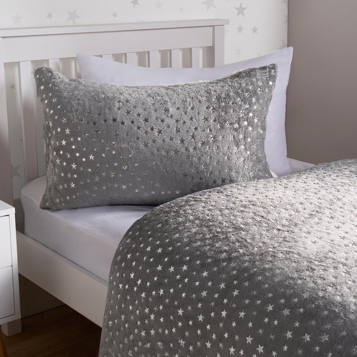 Star Fleece Duvet Cover Bedding Set Metallic Foil Pillowcase Quilt Single Double