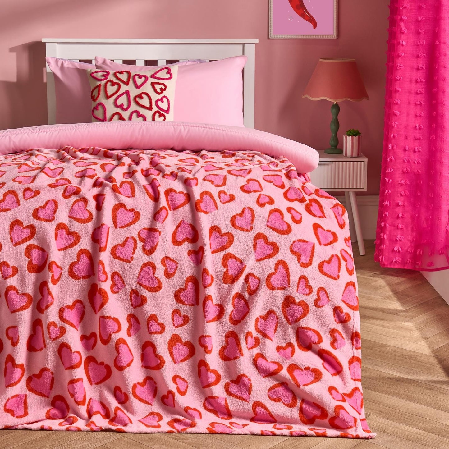 OHS Heart Leopard Throw Ultra Soft Blanket Flannel Fleece Lightweight Bedspread