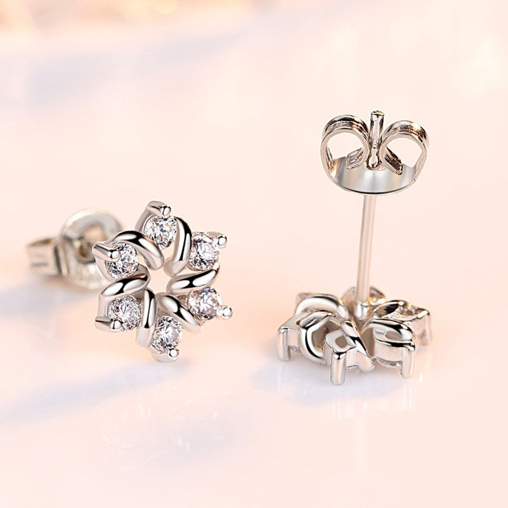 925 Sterling Silver Crystal Swirl Stud Earrings Jewellery Women Girls Gift UK