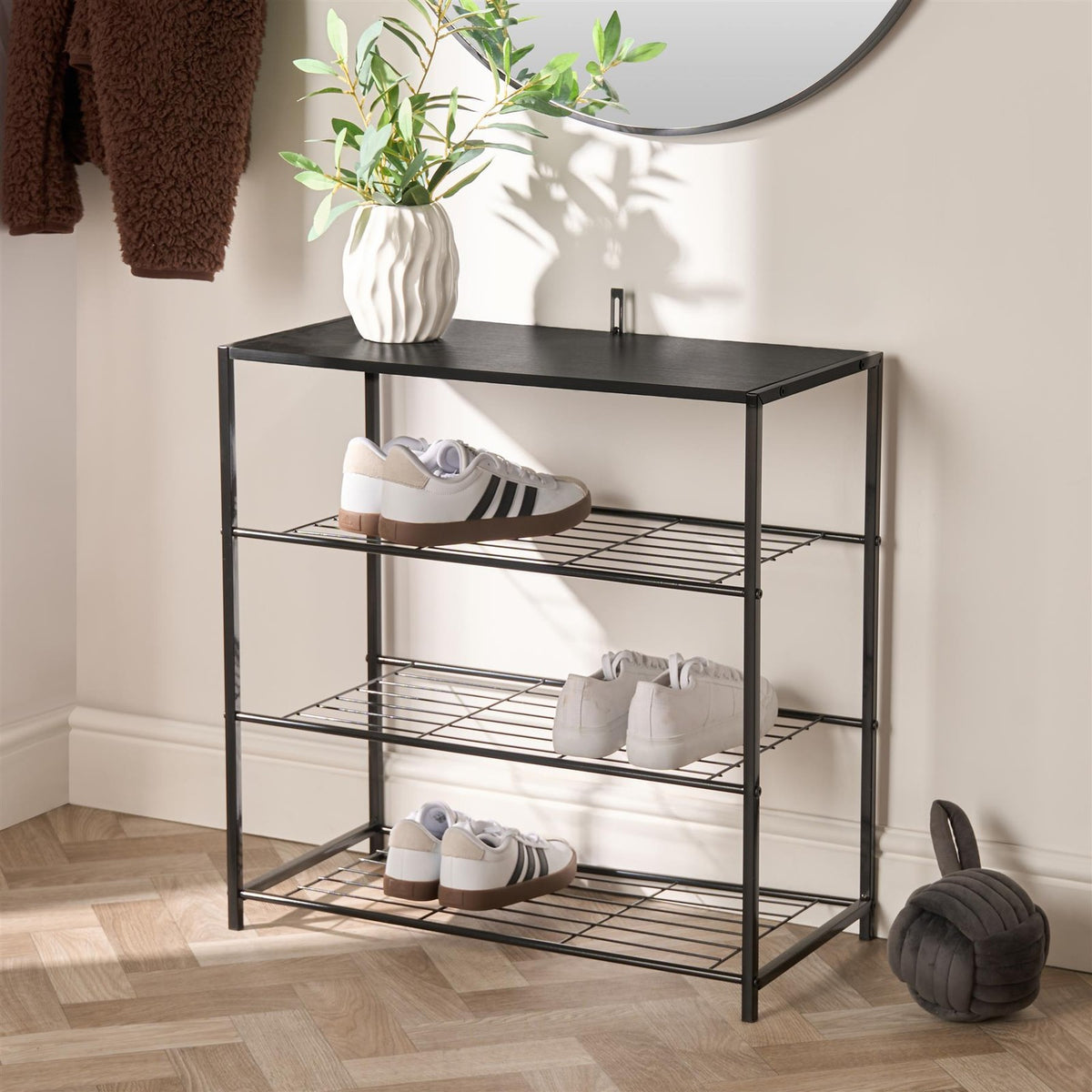 OHS Manhattan Shelf Storage 4 Tier Shoe Organiser Unit Hallway Office Home