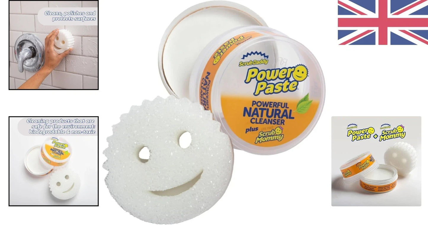 Scrub Daddy Power Paste Cleaner with Scrub Mommy Sponge for Heavy Duty Cleaning