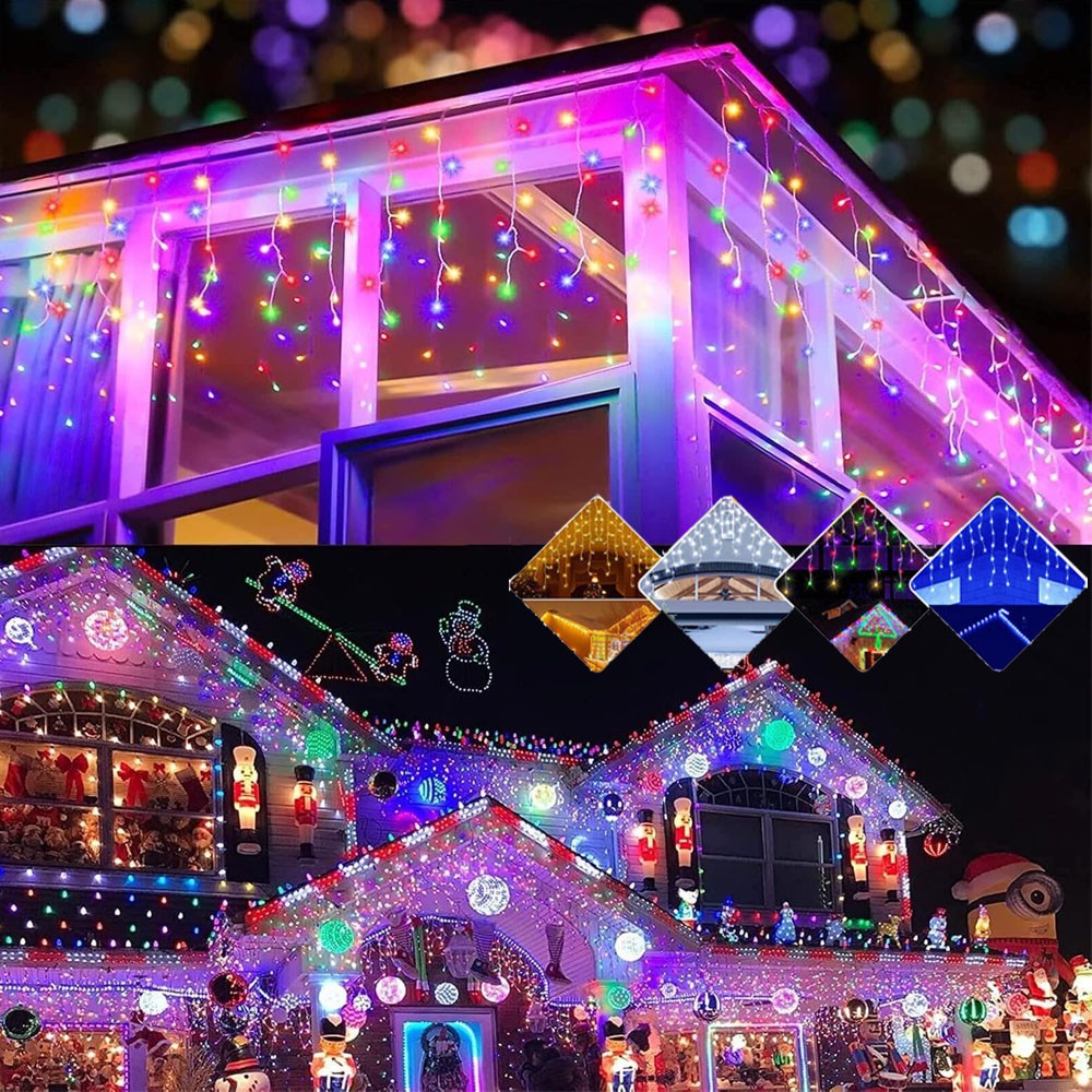 CHRISTMAS LED WHITE SNOWING ICICLE BRIGHT PARTY WEDDING XMAS OUTDOOR LIGHTS