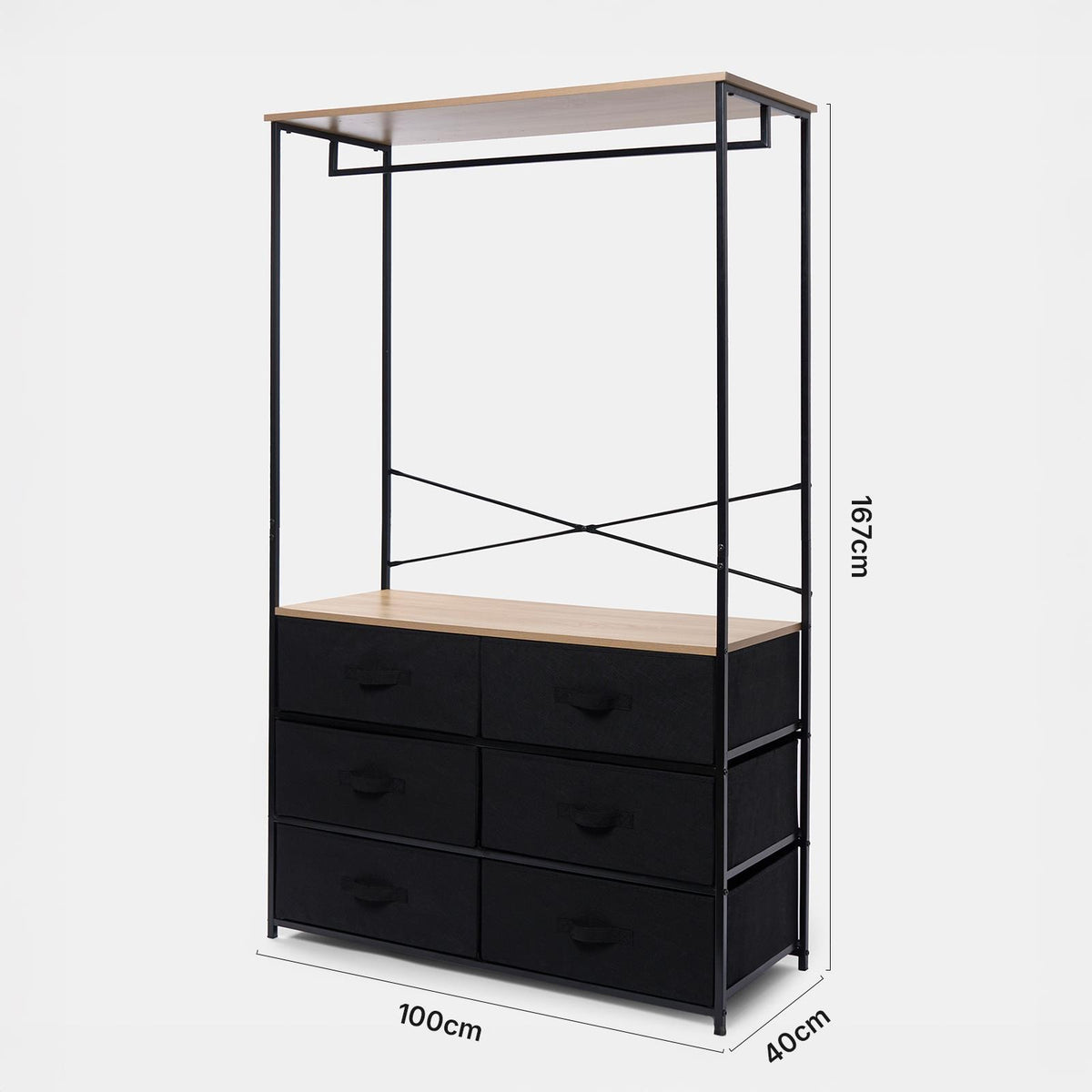 Cabinet Rail Wardrobe Open Home 6 Drawer Coat Hanger Storage Clothes Organiser