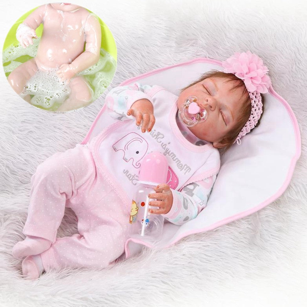 22" Waterproof Reborn Baby Dolls Realistic Full Body Vinyl Silicone Girl Doll UK