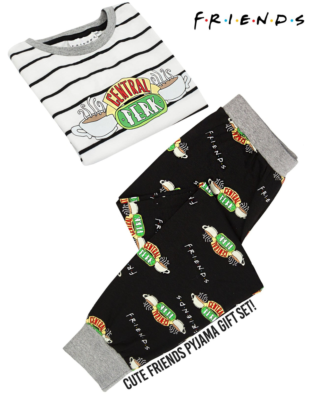 Friends Short Sleeve Long Leg Pyjama Set | Unisex Kids White | Official Merch