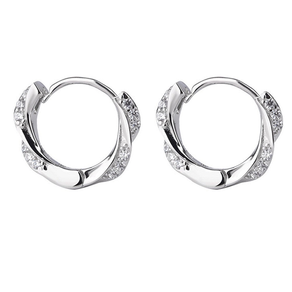 925 Sterling Silver Crystal Hoop Earrings Women Girls Jewellery Gift UK