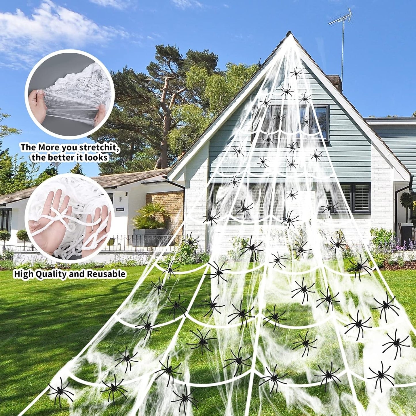 Halloween Decoration Giant Spider Web Party Props Decor Outdoor Fancy Dress 22FT