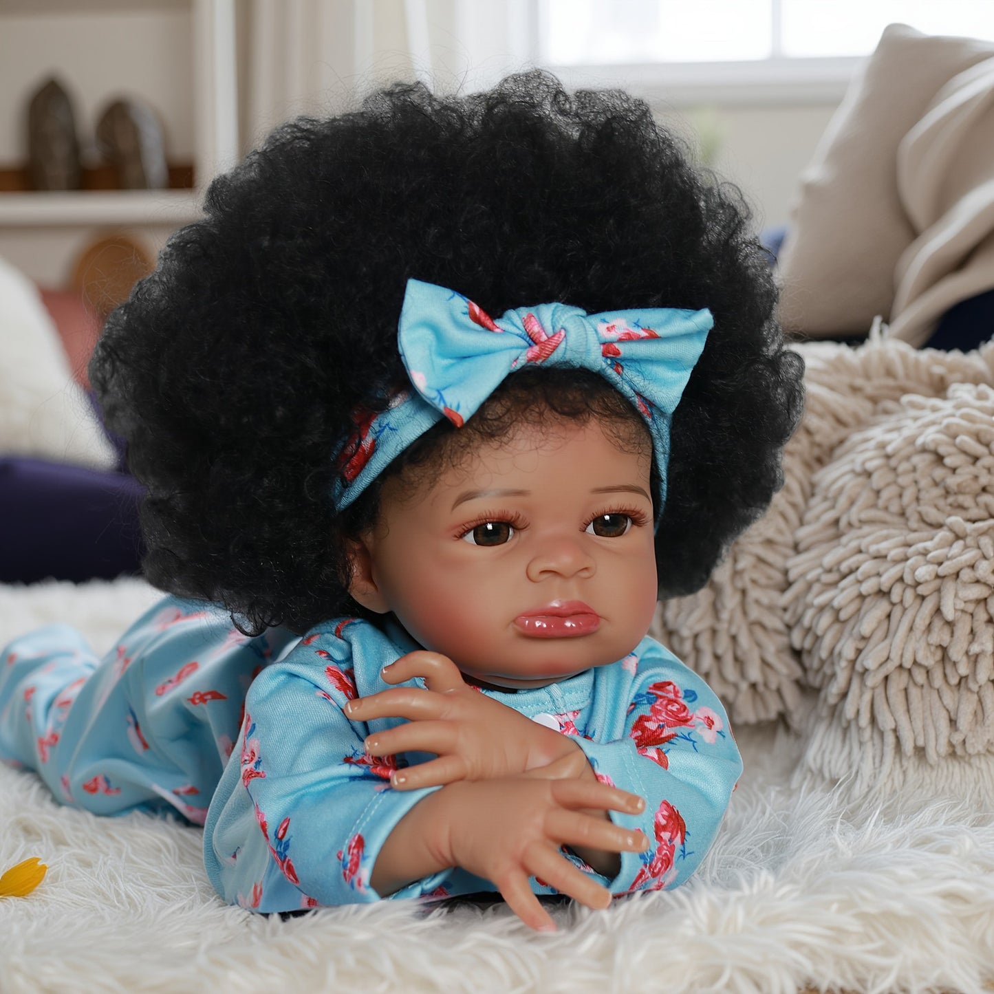 18" Realistic Reborn Dolls African American Girl Doll Life Newborn Babies Gift