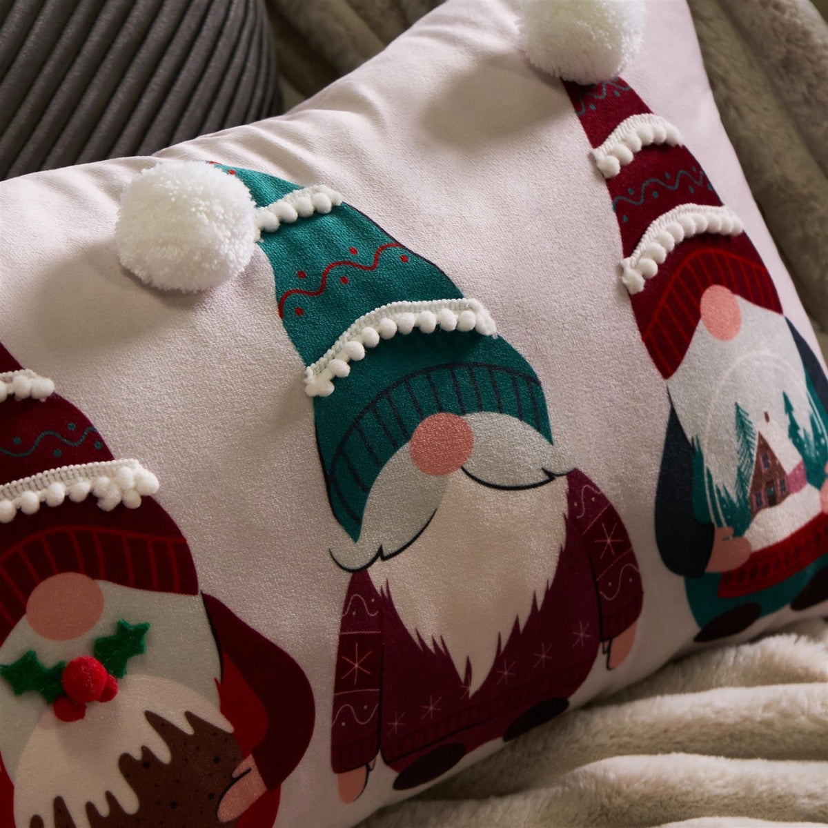 OHS Xmas Gonk Cushion Christmas Matte Velvet Festive Decorative Filled Pillow