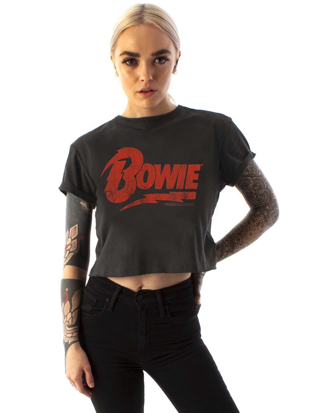 Amplified Clothing Cropped Short Sleeved T-Shirt | Womens Grey | Official Merch