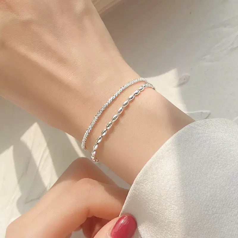925 Sterling Silver Double Layer Fashion Bracelet Women Girls Jewellery Gift UK