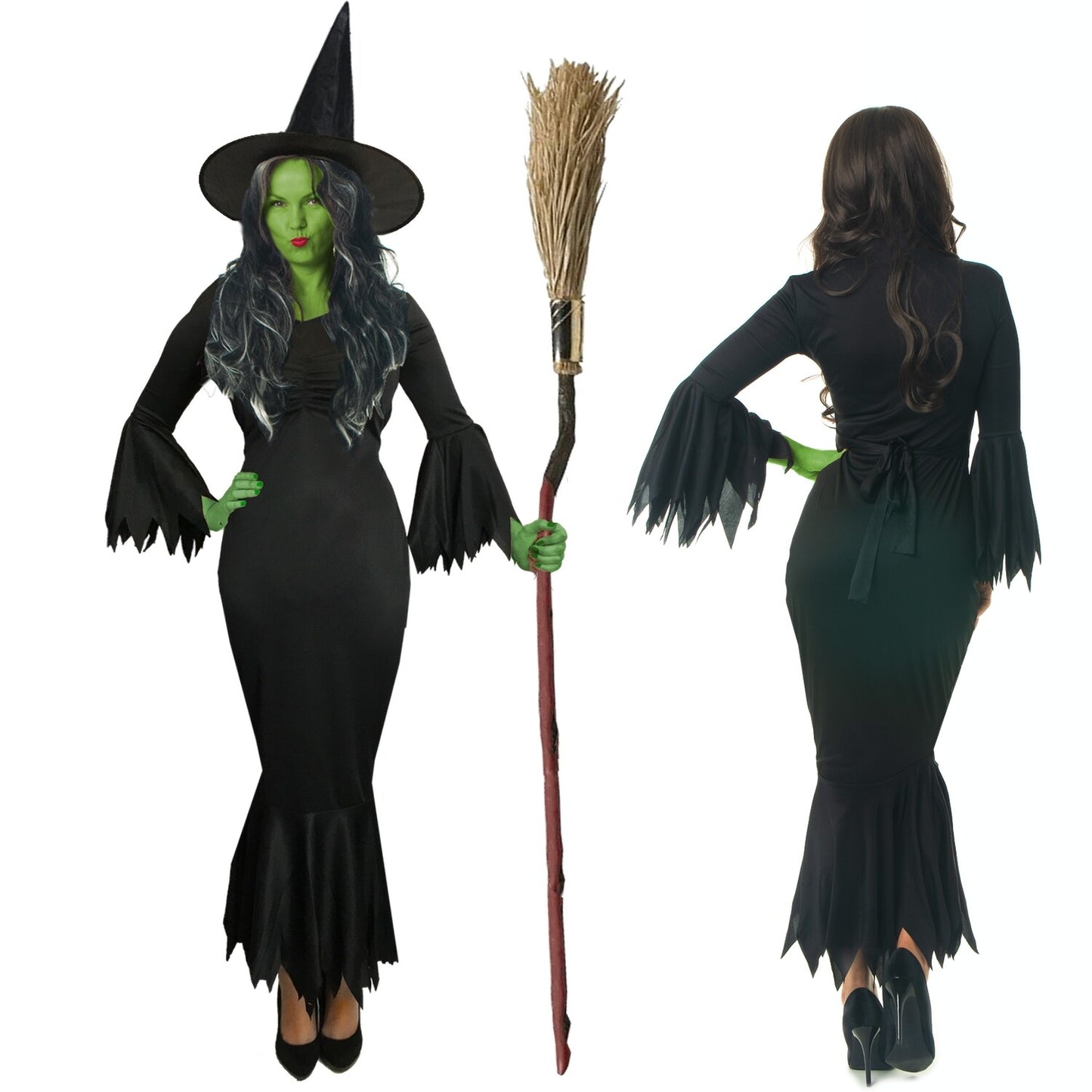 LADIES WICKED WITCH FANCY DRESS HALLOWEEN ADULT COSTUME GOTHIC FAIRYTALE SPOOKY