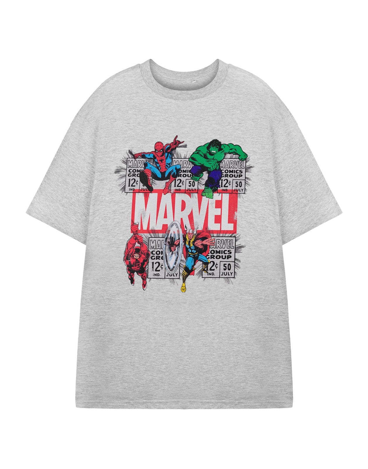 Marvel Short Sleeved T-Shirt | Mens Grey Marl | Official Merch