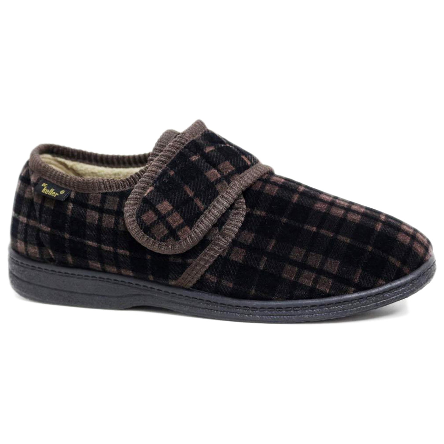 DR KELLER MENS SLIPPERS STRAP FLEECE UPPER WARM  CUSHIONED CASUAL SLIP ON SHOES