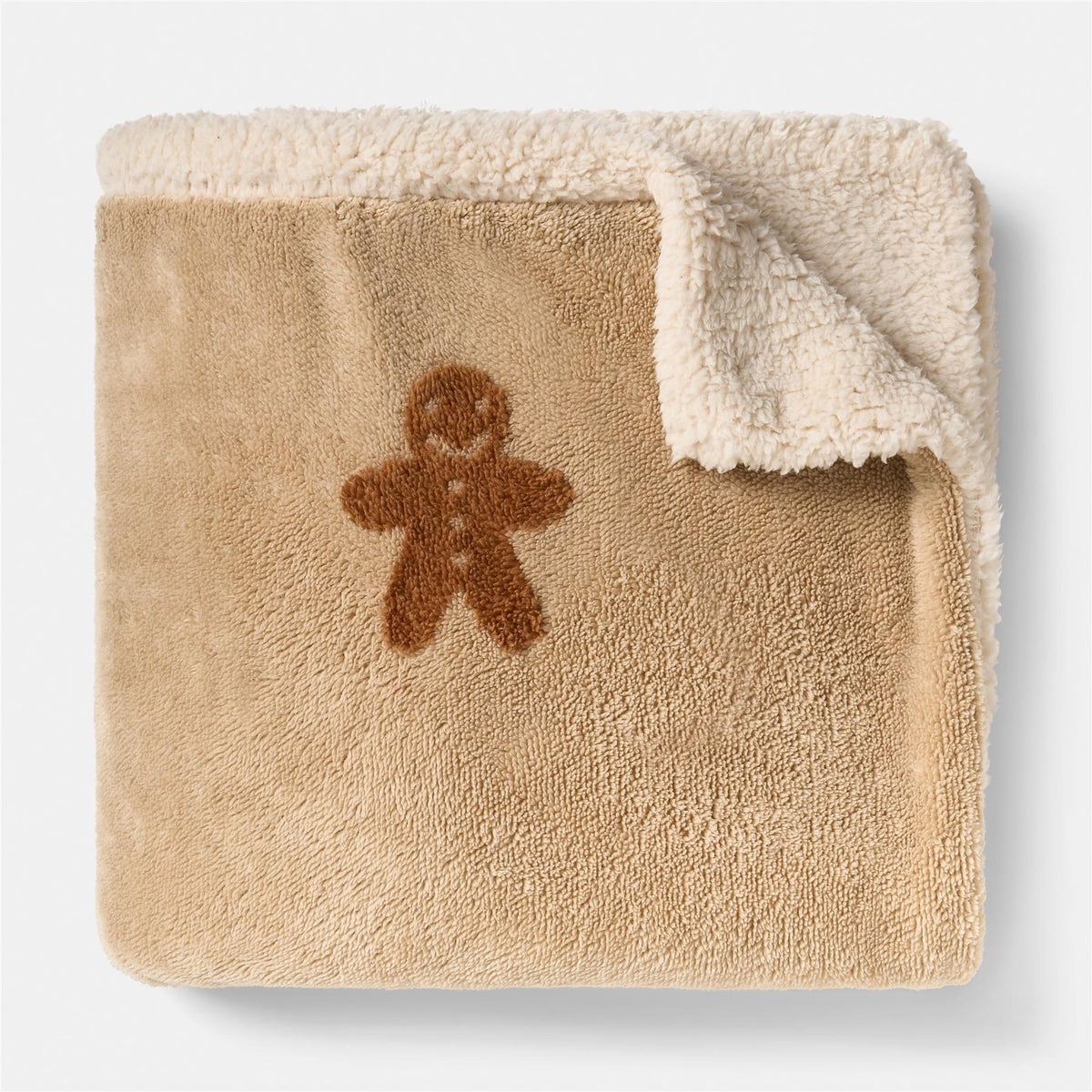 OHS Tufted Gingerbread Throw Super Soft Fleece Xmas Blanket Winter Bedspread