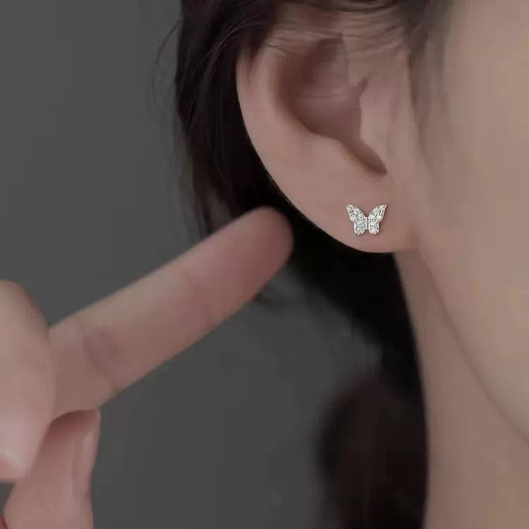 925 Sterling Silver Crystal Butterfly Stud Earrings Jewellery Women Girls Gift