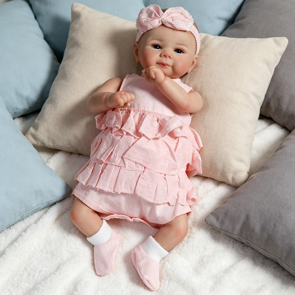 18" Reborn Baby Dolls Vinyl Silicone Handmade Realistic Newborn Girl Doll Gift