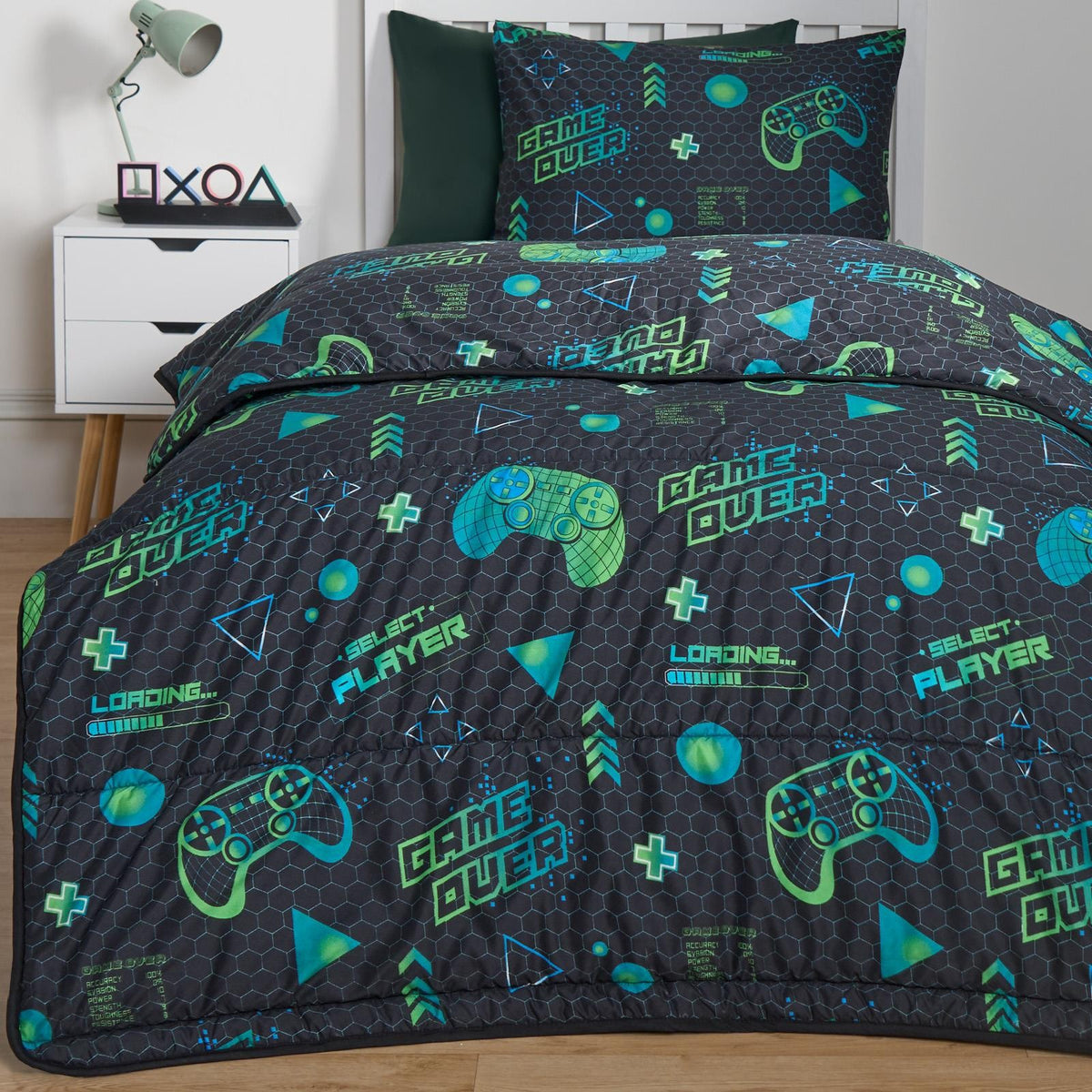 Coverless 10.5 Tog Gaming Duvet Pillowcase Kids Quilt Soft Bedding Set Single
