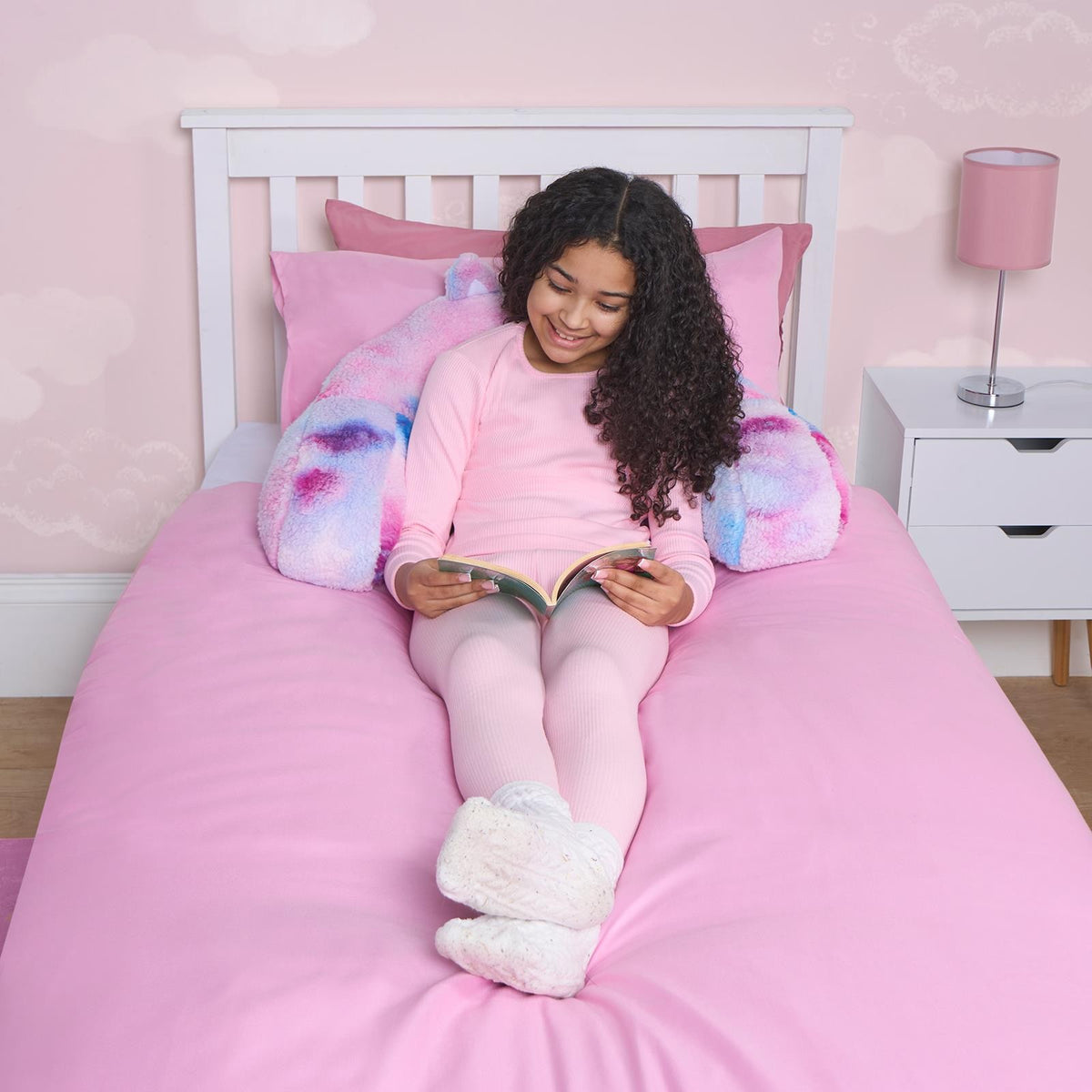 Unicorn Cuddle Cushion Teddy Fleece Reading Bed Pillow Chair Back Support Arms