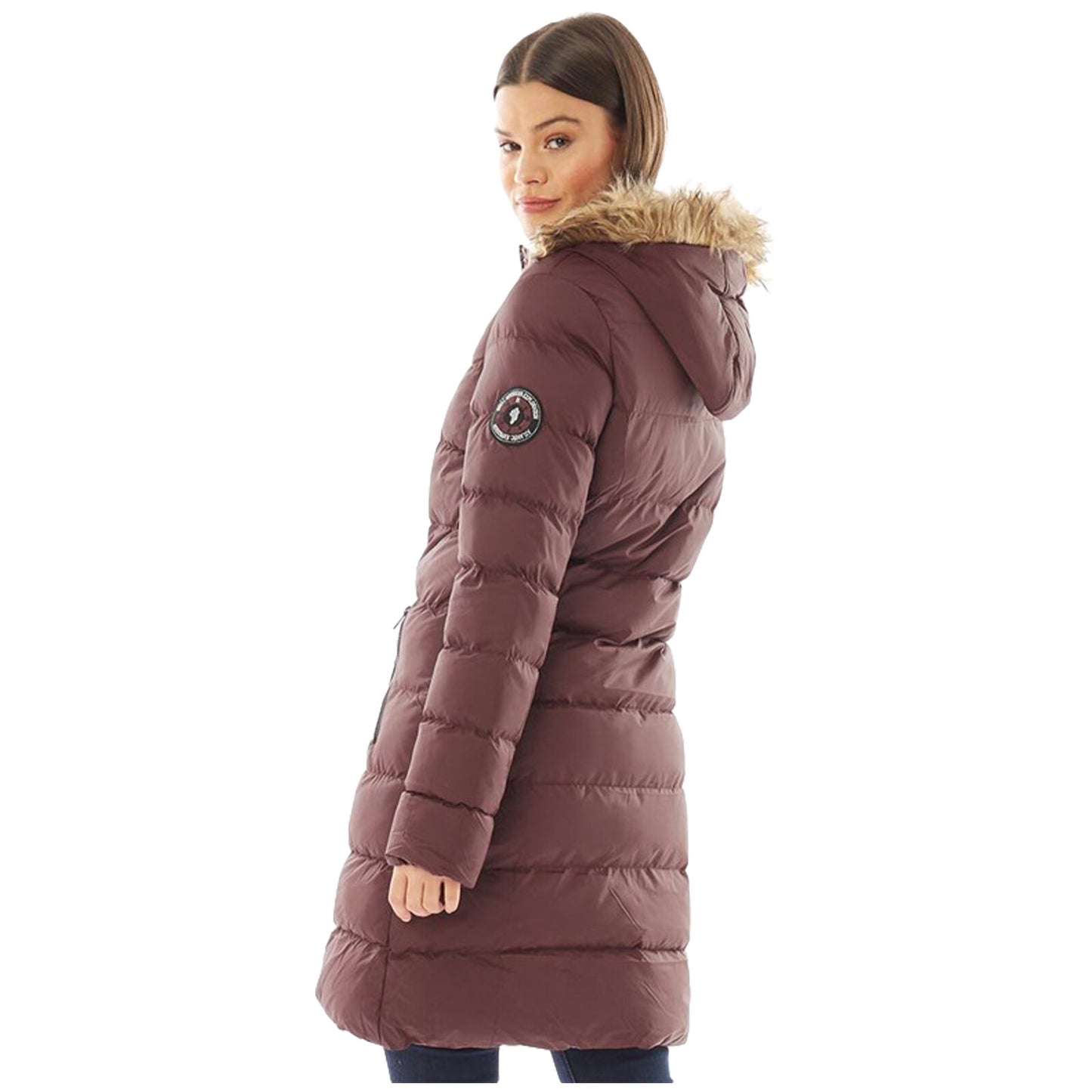 LADIES PUFFER JACKET WOMENS PADDED PUFFA FUR HOODED QUILTED BUBBLE PARKA COAT