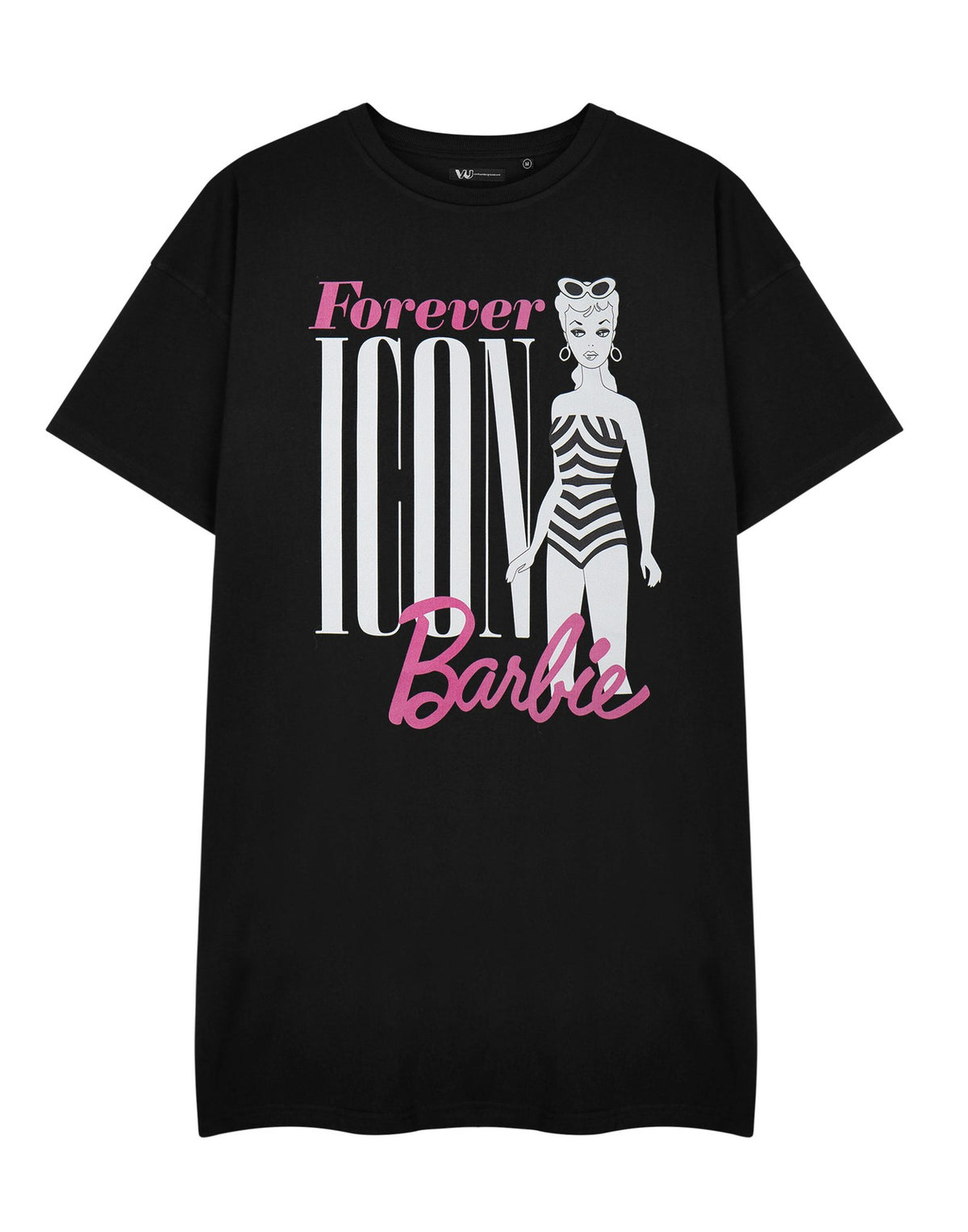 Barbie Short Sleeved T-Shirt Dress | Womens Black | Official Merch