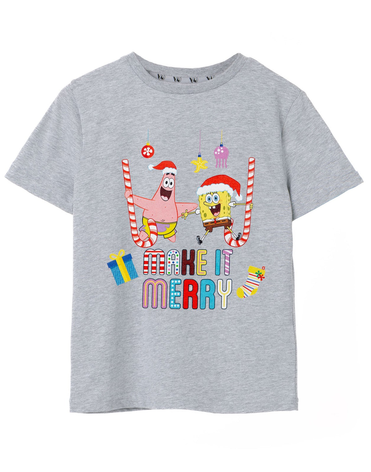 SpongeBob SquarePants Short Sleeved T-Shirt | Unisex Kids Grey Marl | Official M
