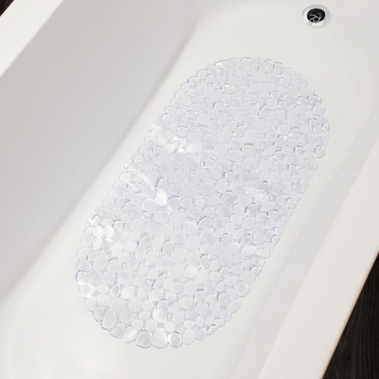 OHS PVC Bath Mat Clear Printed Non Slip Quick Dry Shower Rug Adults Kids