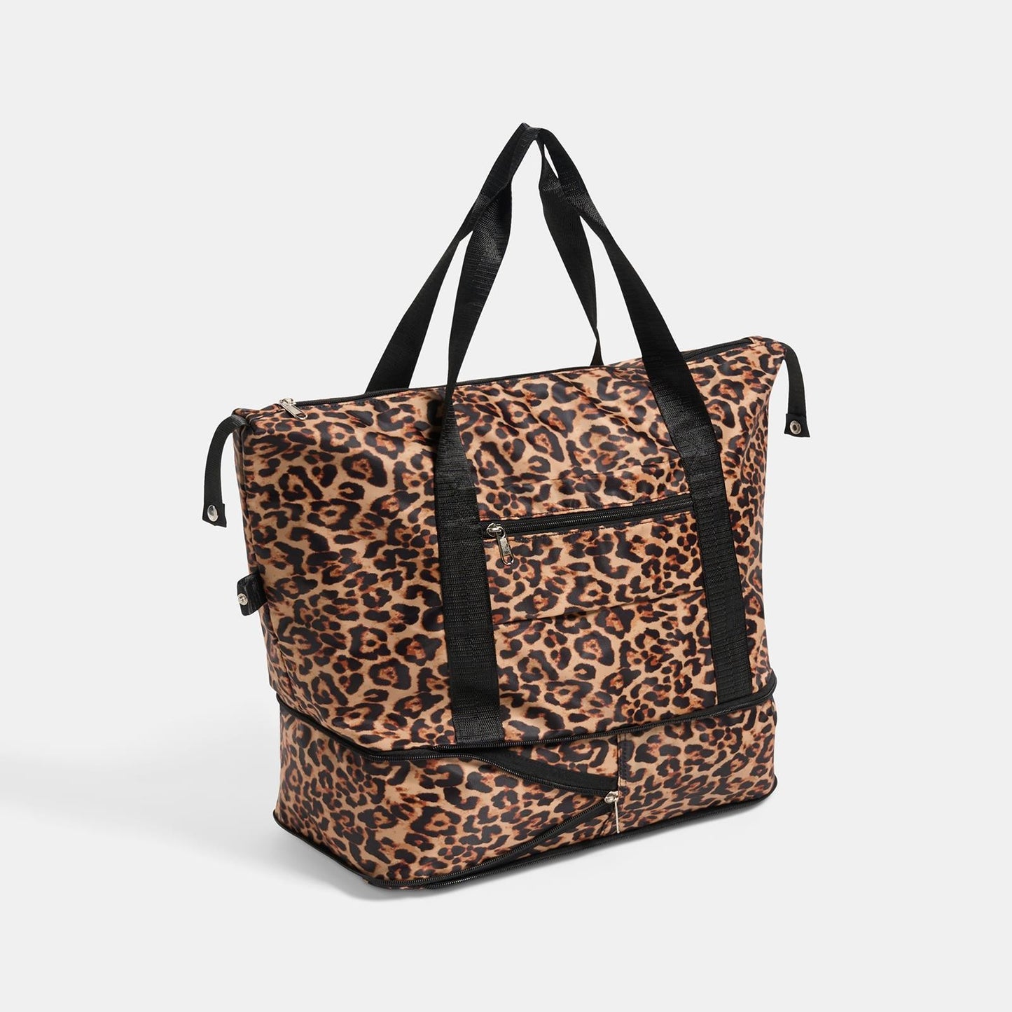 OHS Leopard Weekend Travel Bag Expandable Shoe Compartment Cabin Gym Duffel