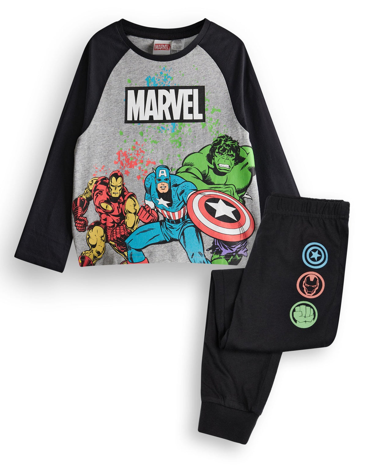 Marvel Long Sleeve Long Leg Pyjama Set | Boys Black | Official Merch