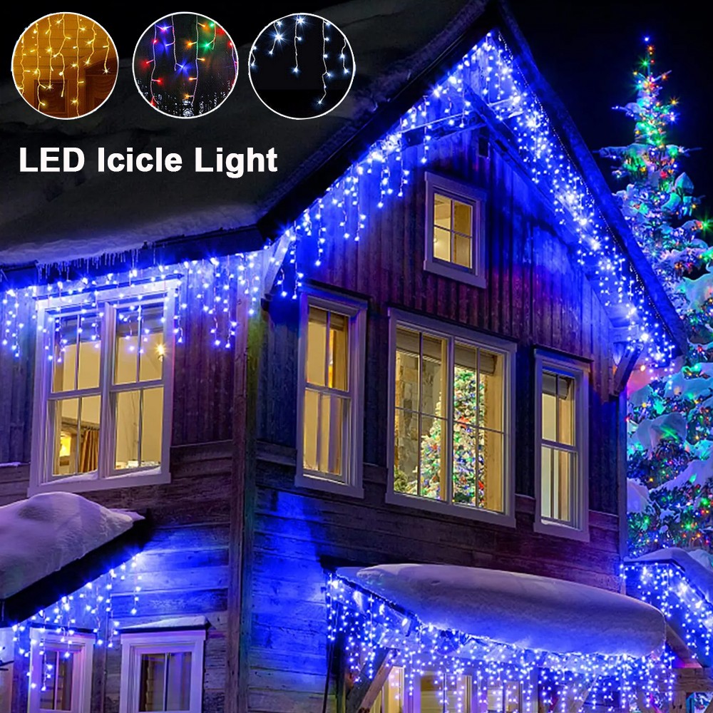 CHRISTMAS LED WHITE SNOWING ICICLE BRIGHT PARTY WEDDING XMAS OUTDOOR LIGHTS