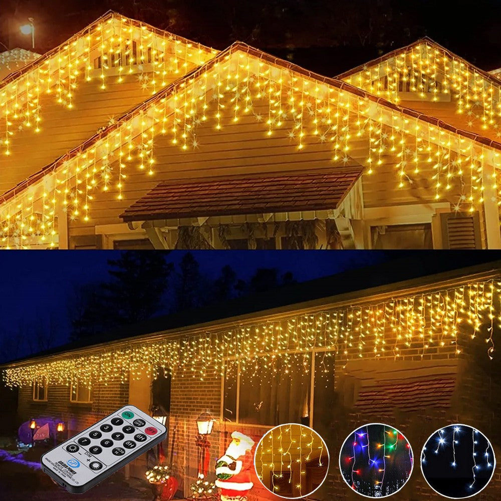 CHRISTMAS LED WHITE SNOWING ICICLE BRIGHT PARTY WEDDING XMAS OUTDOOR LIGHTS