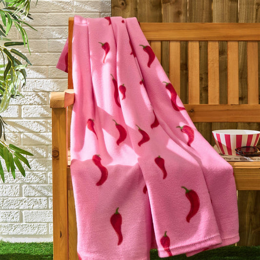 OHS Chilli Print Throw Soft Blanket Polar Fleece Lightweight Bedspread